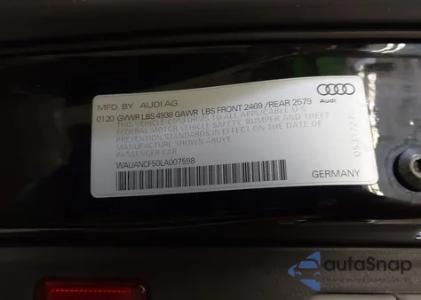 2020 Audi A5 Sportback Premium 45 Tfsi Quattro S Tronic z USA, uszkodzony, nr VIN WAUANCF50LA007598